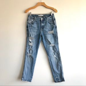 Zara Distressed Cropped Skinny Jeans